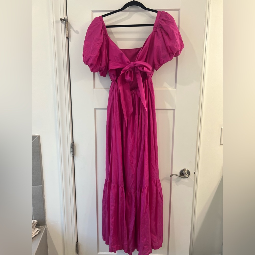 Abercrombie & Fitch Emerson Bow Back Maxi Dress Small Hot Pink - Picture 8 of 9
